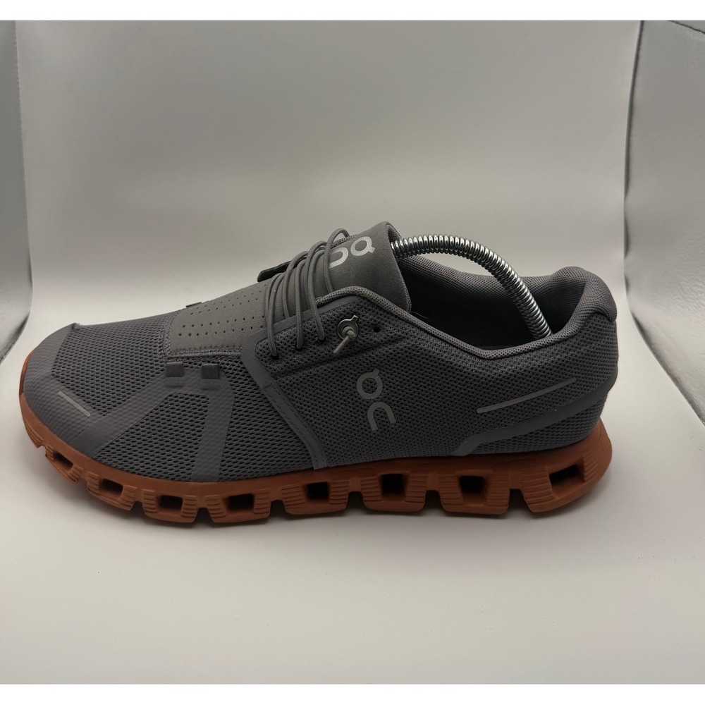 On Cloud Running Shoes Mens 9.5 Grey Rust Good 59.98888 CloudTec Speed Laces